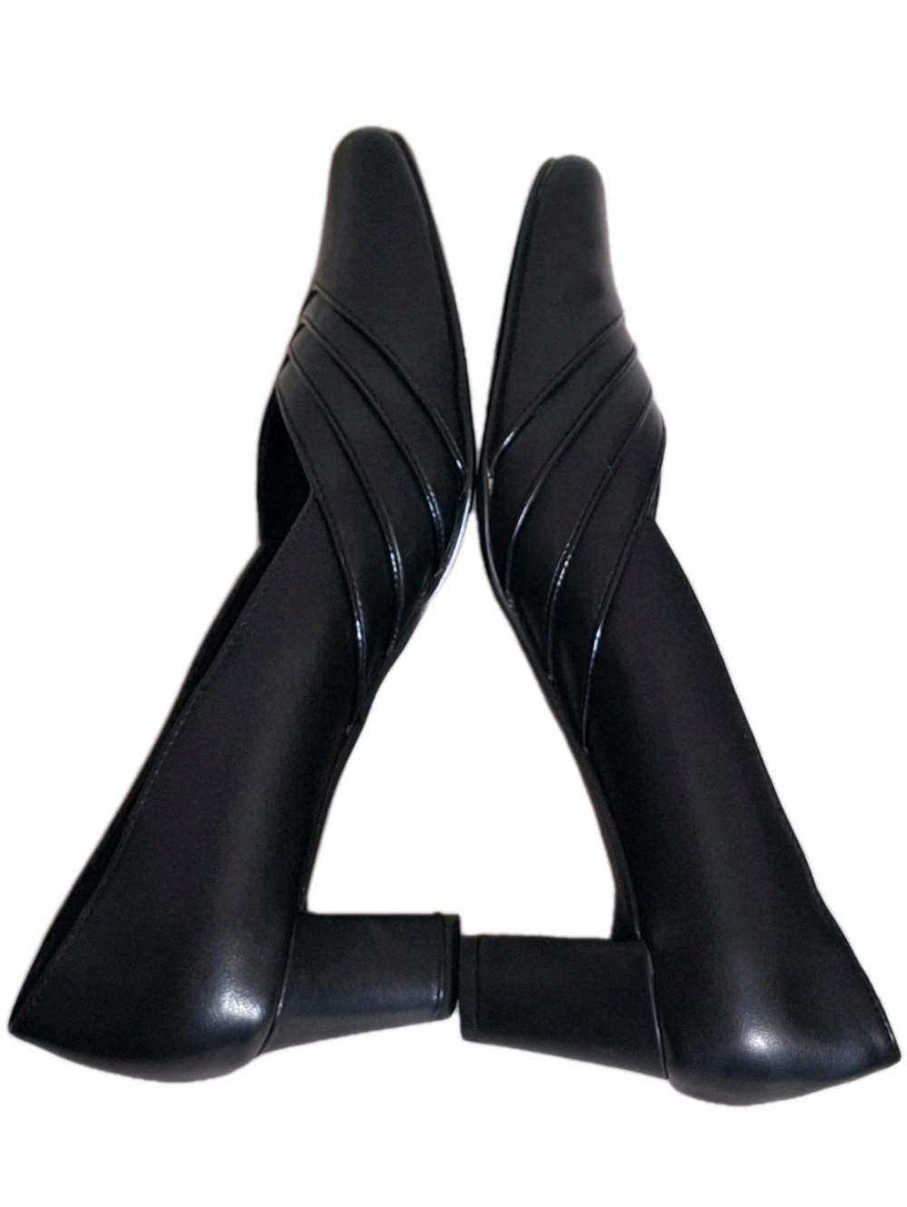 Easy Street Entice Squared Toe Pumps Black Faux Leather Shoes Size 9 M - Picture 6 of 11